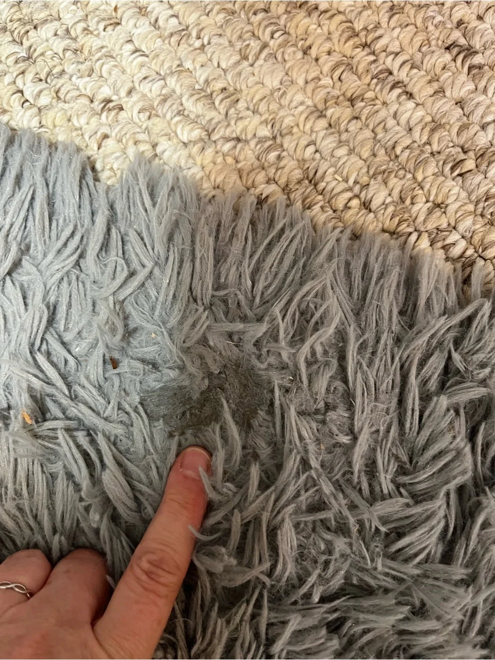 Fluffy Soft Grey Shag Area Rug (45” x 62”)